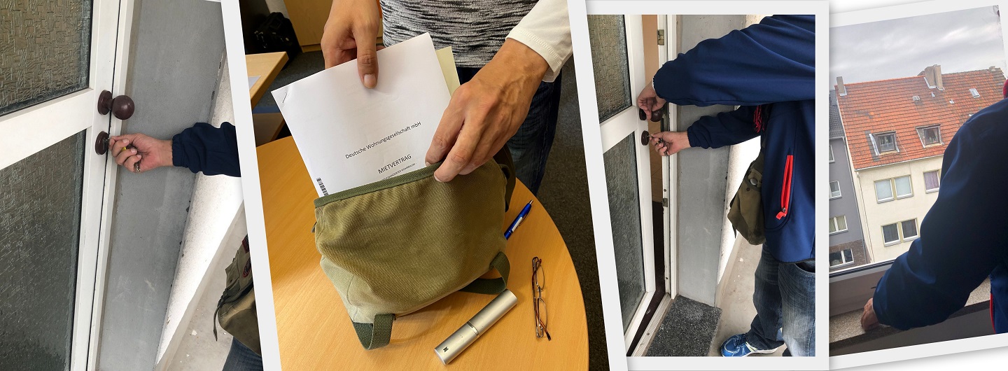 Collage: Eigene Wohnung für sechsten Mensch im Housing-First-Köln-Projekt
